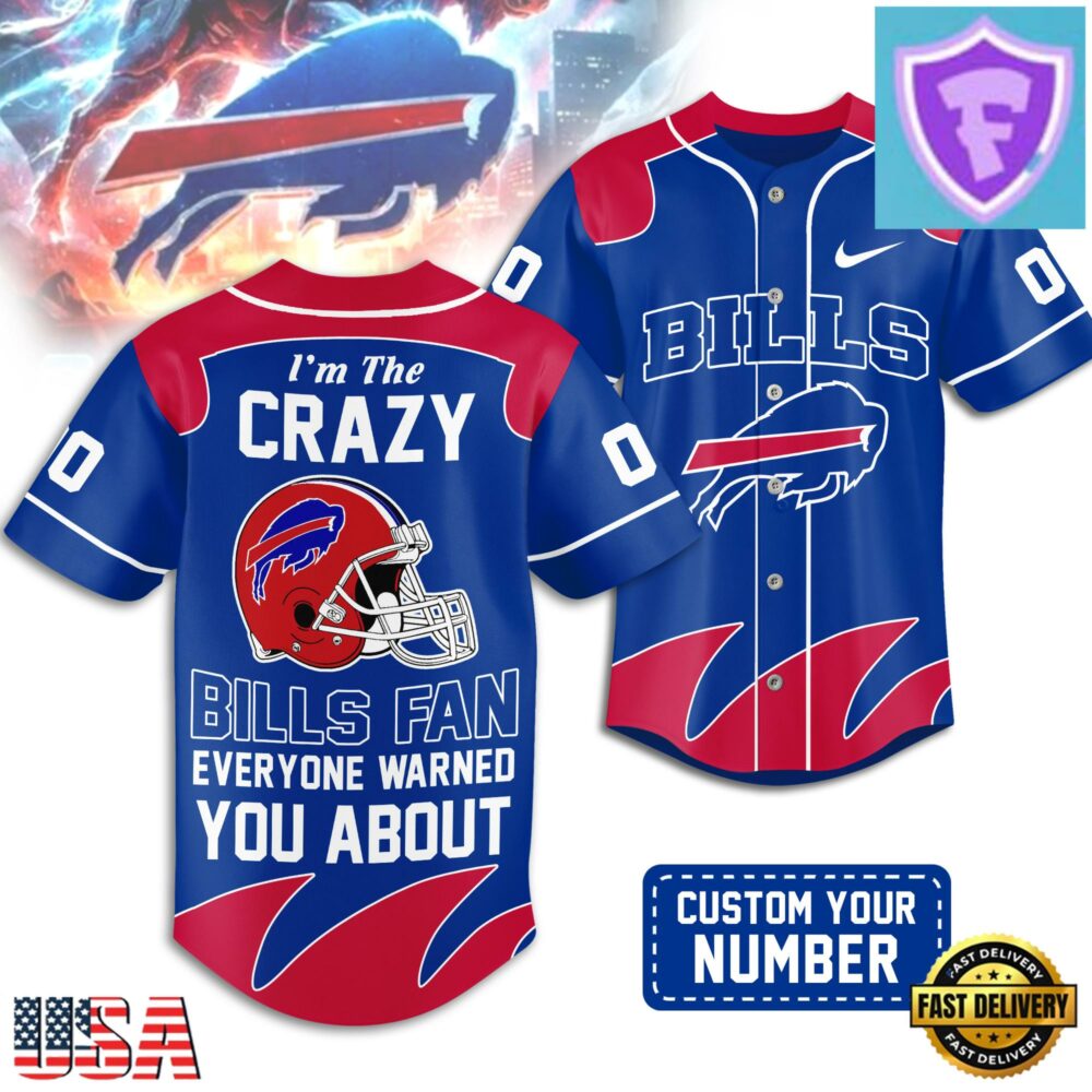 Custom Number Buffalo Bills NFL Crazy Football Baseball Jersey