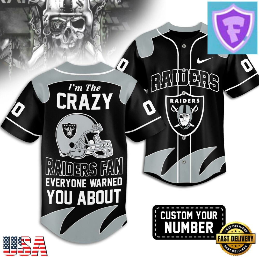 Custom Number Las Vegas Raiders NFL Crazy Football Baseball Jersey