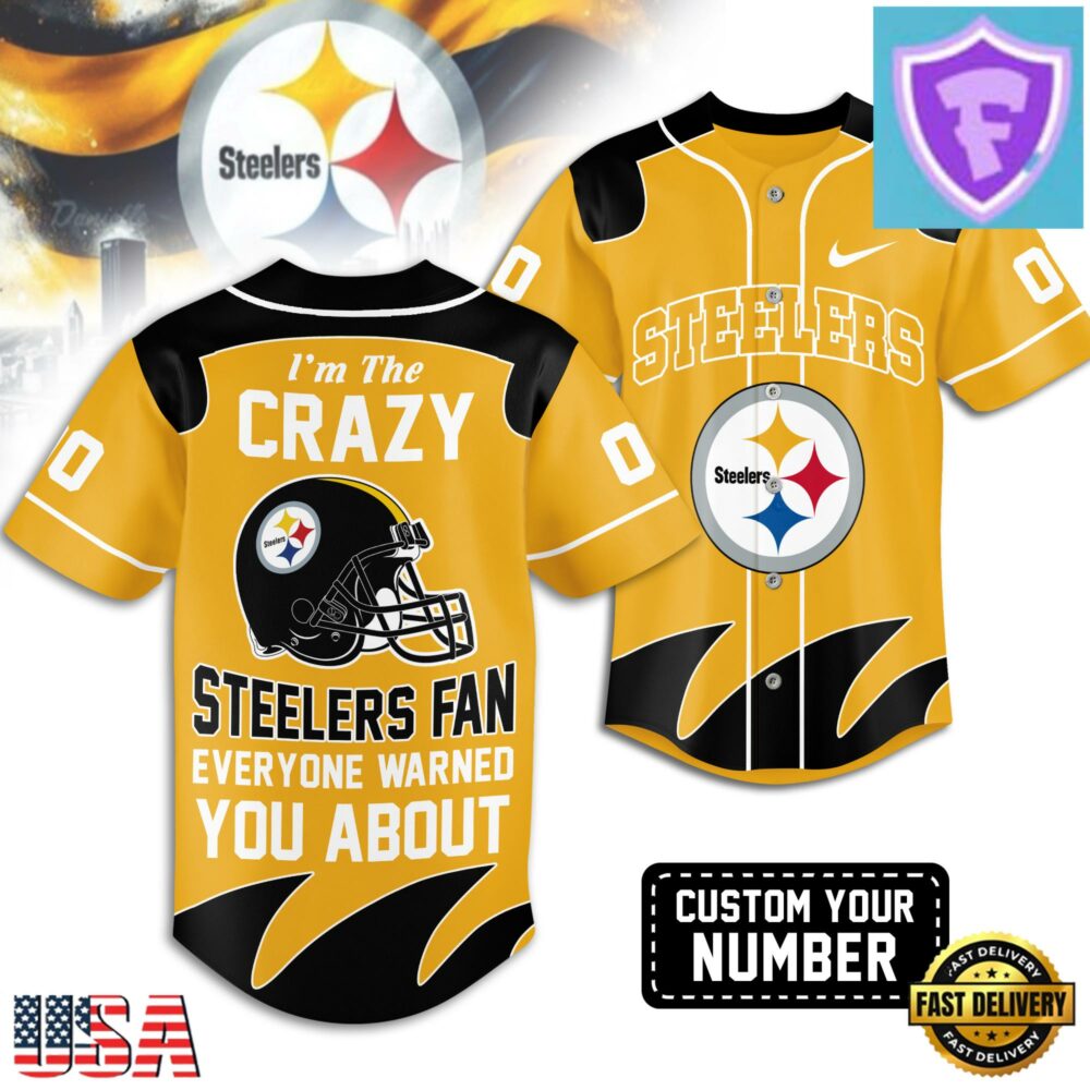 Custom Number Pittsburgh Steelers NFL Crazy Football Baseball Jersey