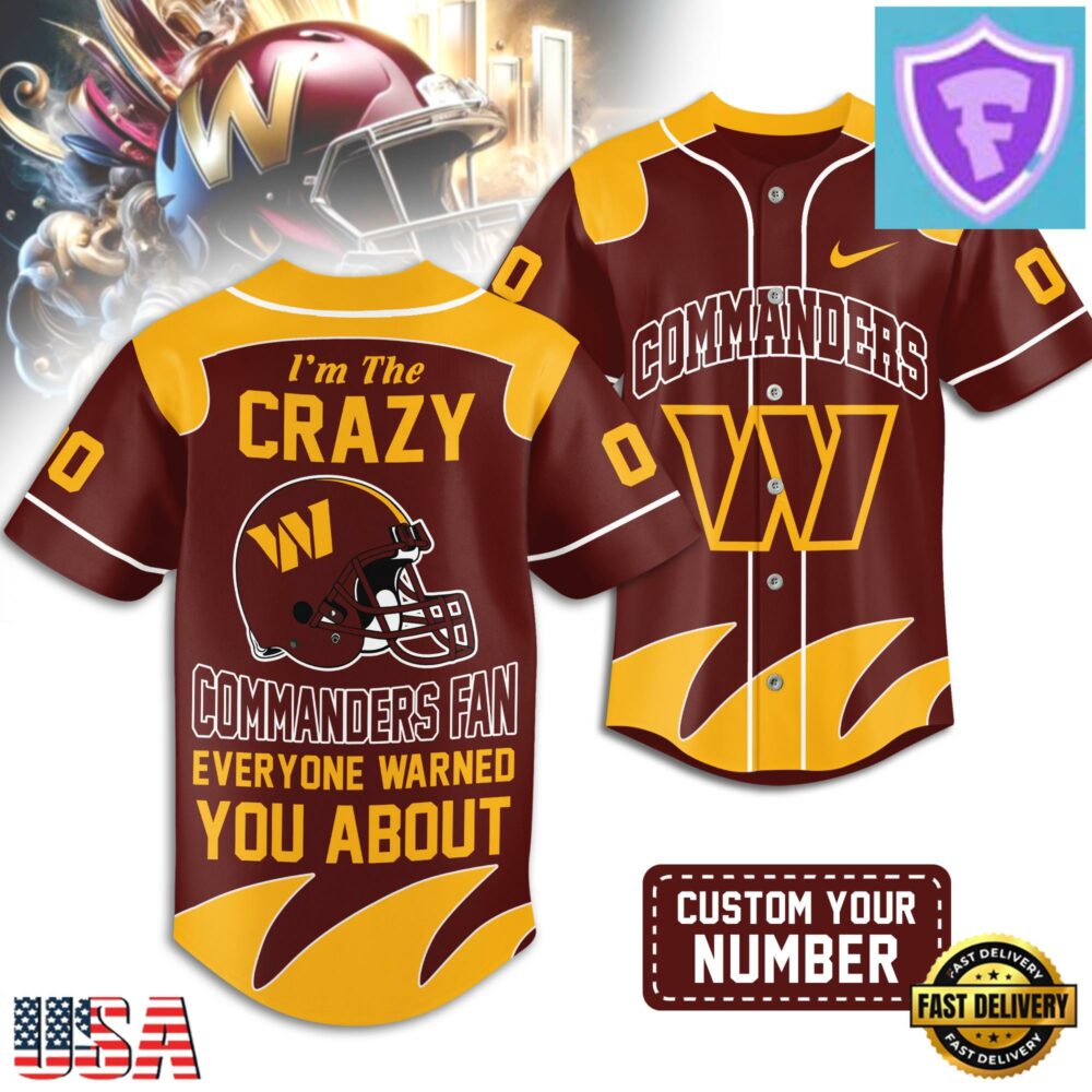 Custom Number Washington Commanders NFL Crazy Football Baseball Jersey
