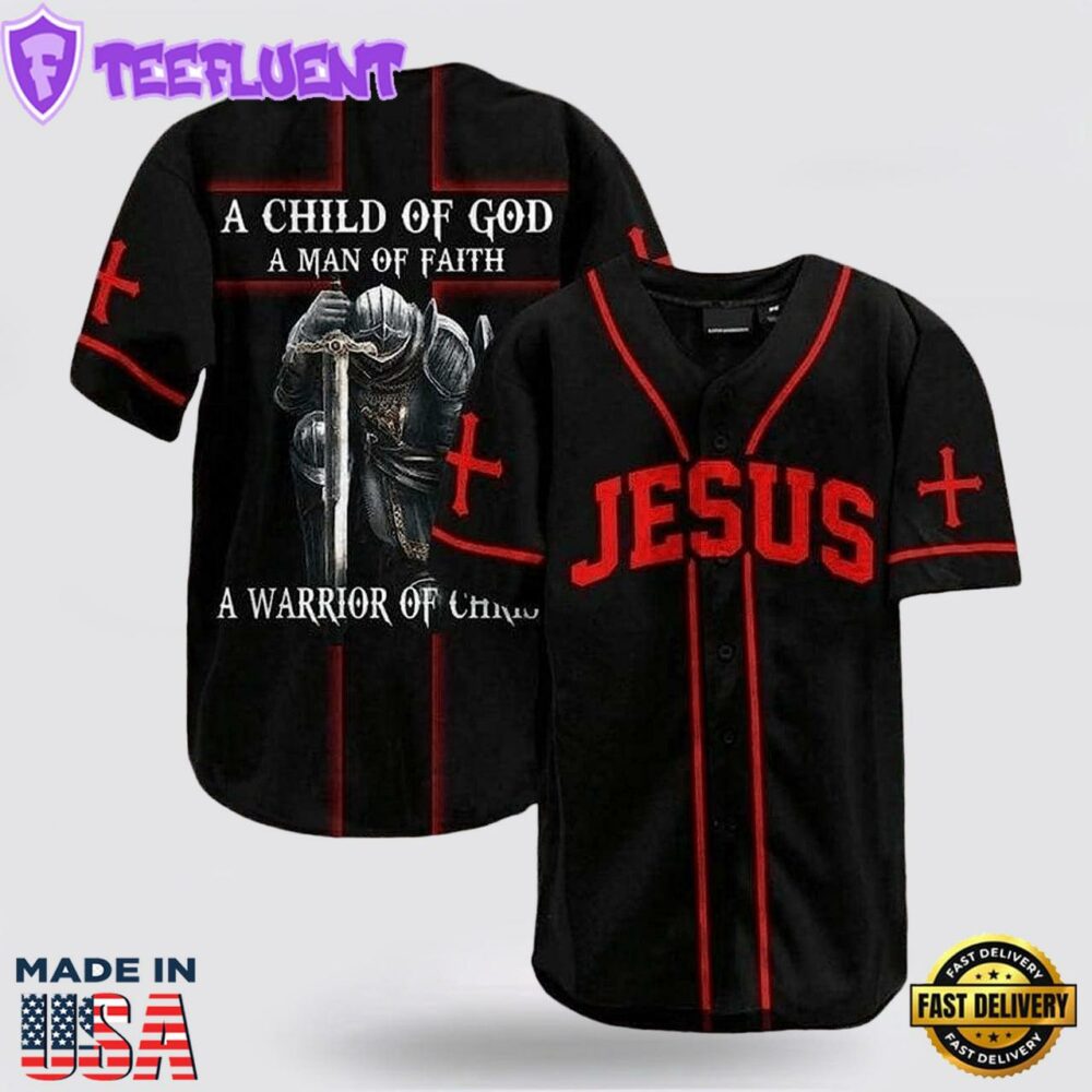 Custom Sports Baseball Jersey A Child of God A Man of Faith Jesus Personalized Name Baseball Jersey