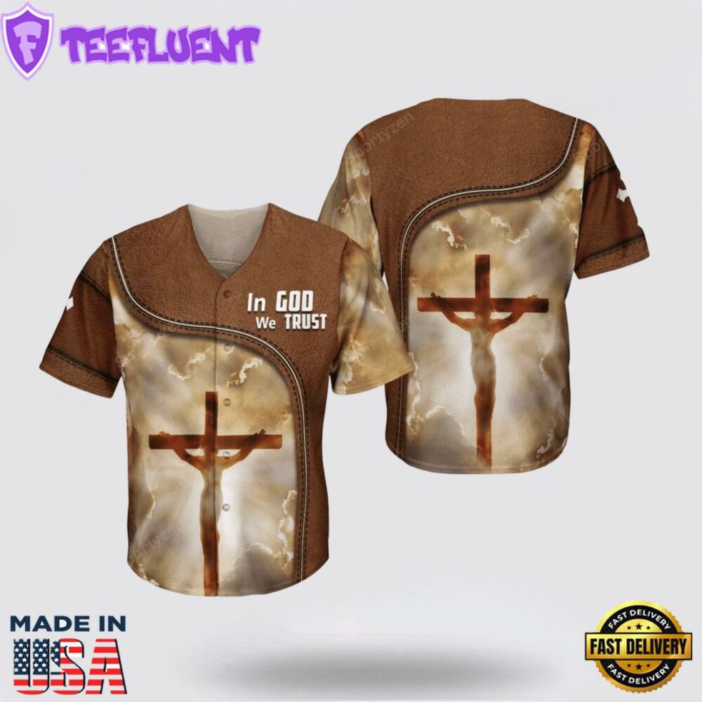 Custom Sports Baseball Jersey in GOD WE Trust Jesus Cross Christian