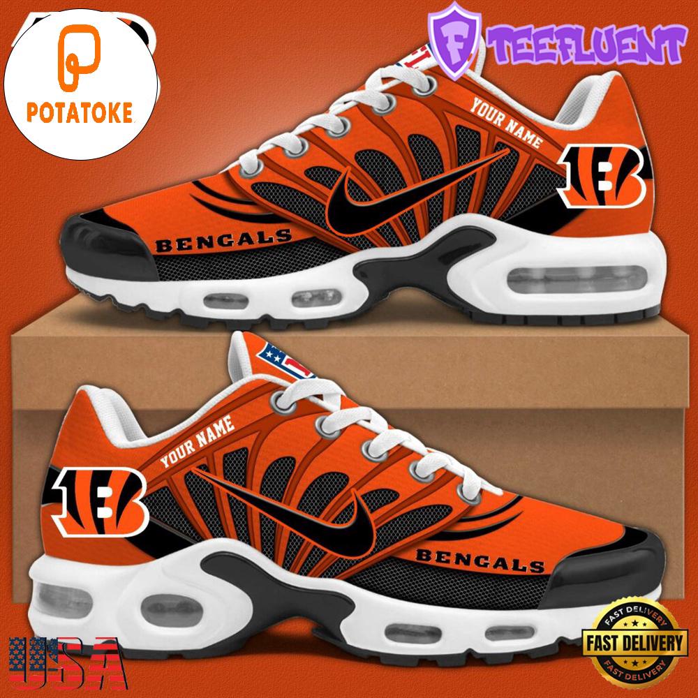 Customize Your Name With Cincinnati Bengals V1 Air Max Plus Sneakers