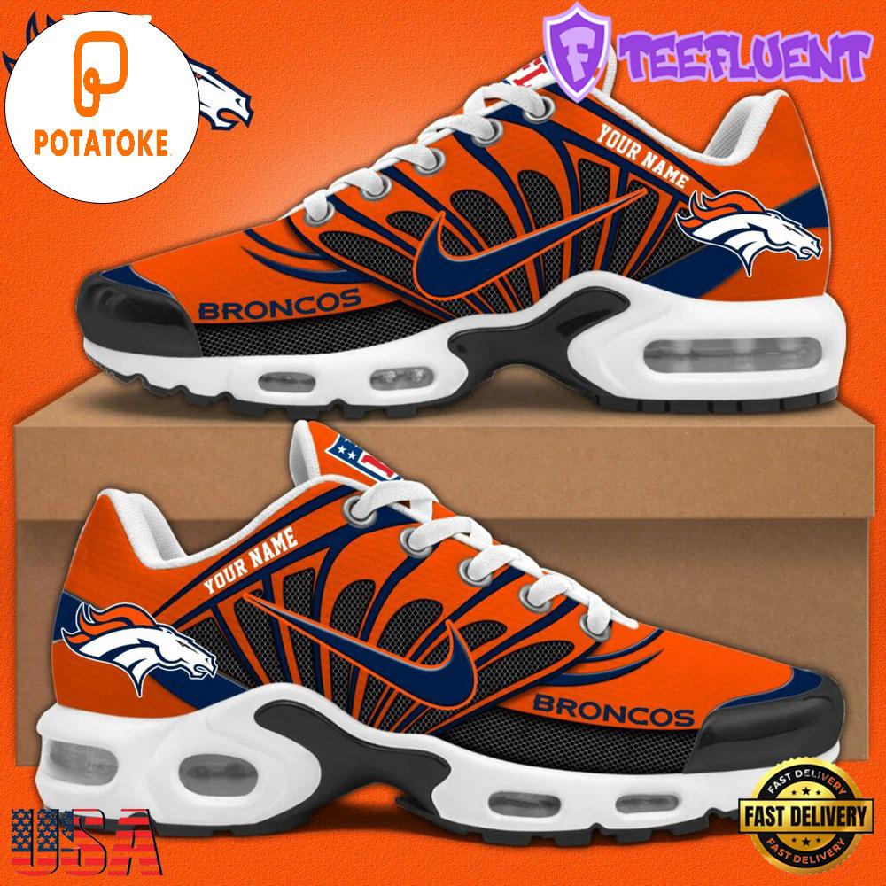 Customize Your Name With Denver Broncos V1 Air Max Plus Sneakers