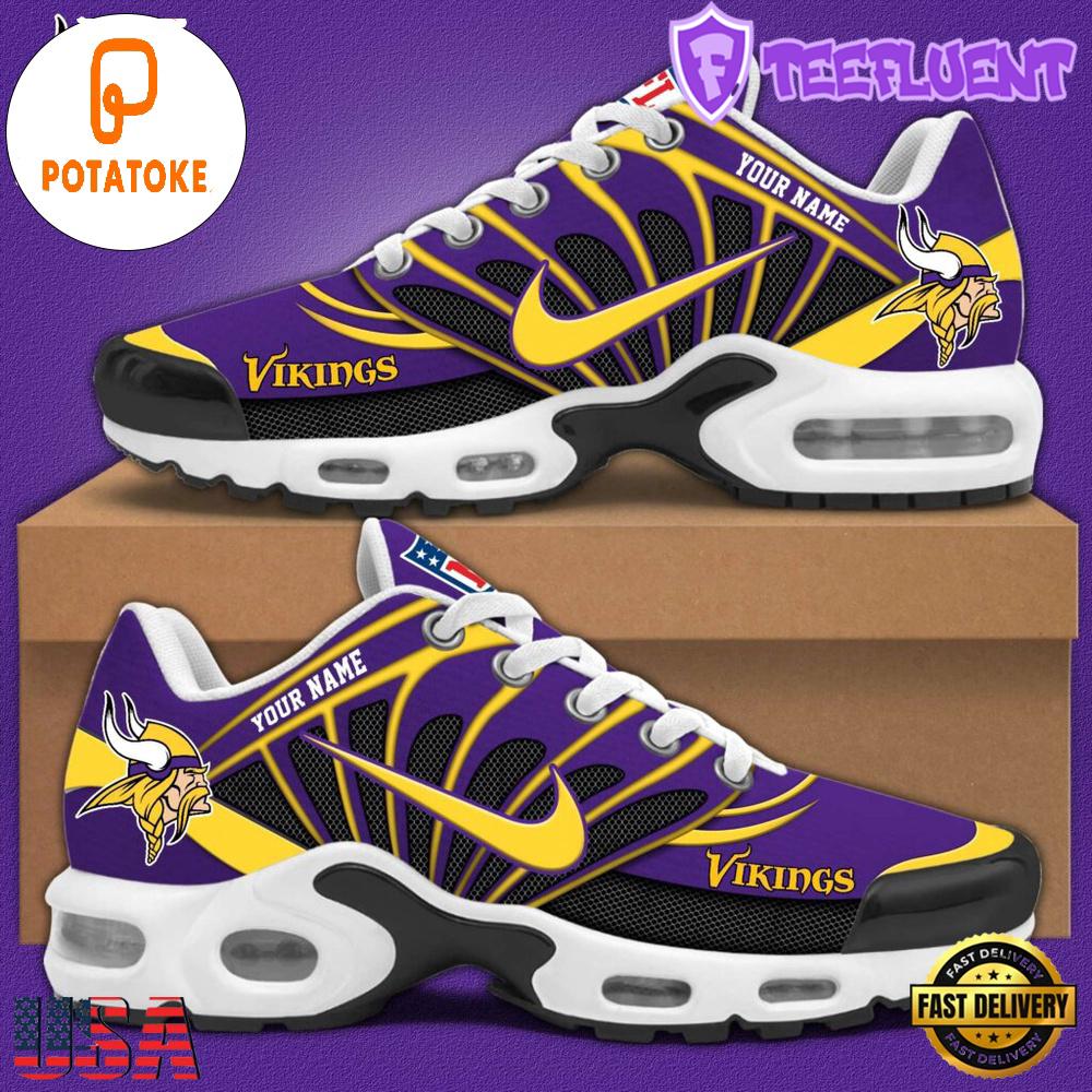 Customize Your Name With Minnesota Vikings V1 Air Max Plus Sneakers