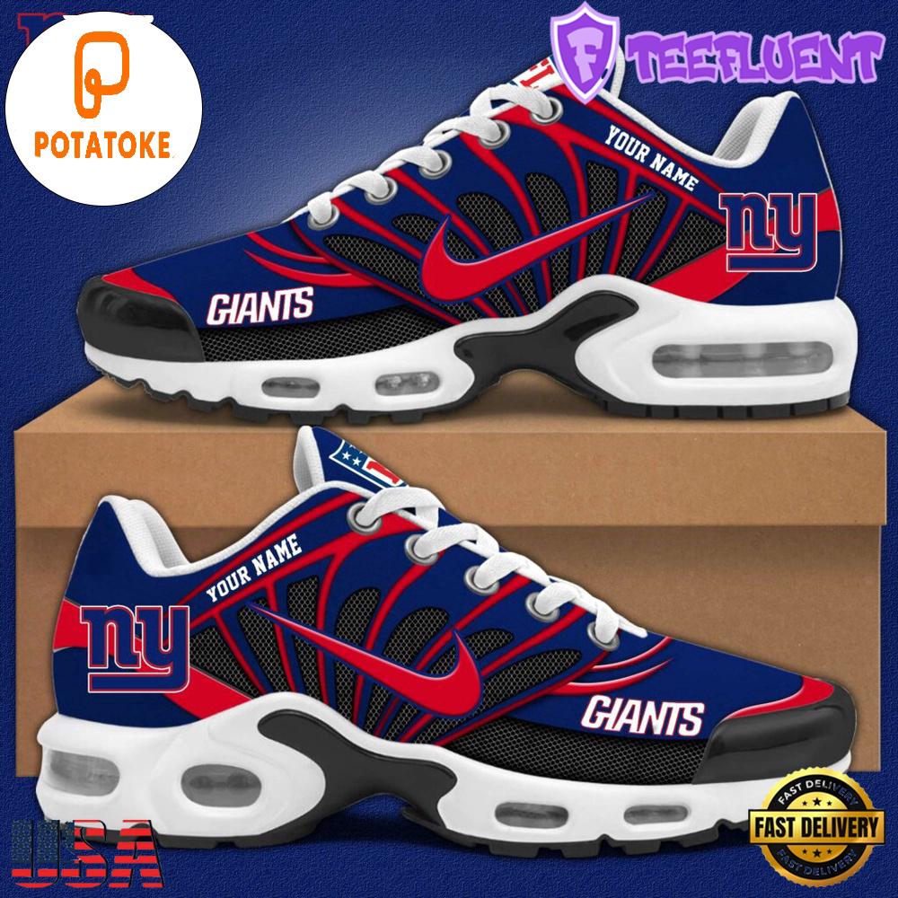 Customize Your Name With New York Giants V1 Air Max Plus Sneakers