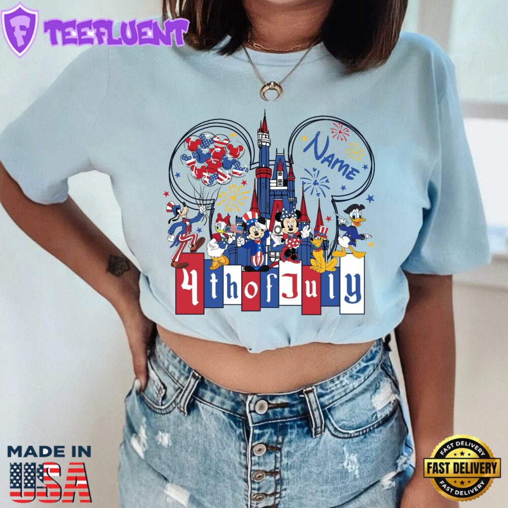 Customized Name 4th of July Disney Freedom Shirt Independence Mickey And Friends Americana Apparel Tee