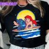 Cute Disney Stitch and Ariel T-Shirt Little Mermaid Princess Tee Disneyland WDW Outfits