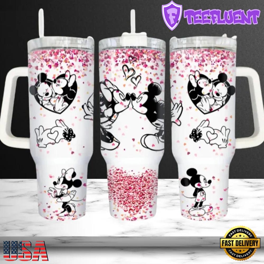 Cute Mouse Characters Valentine Stainless Steel Tumbler With Handle