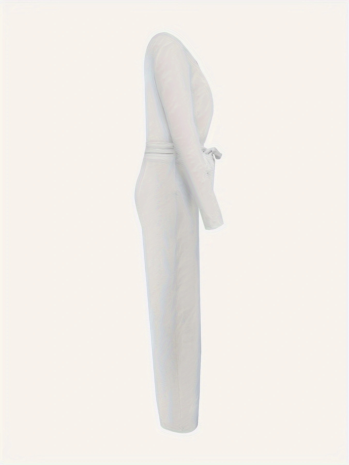 Women's Solid Color Long Sleeved V-neck Bow Tie Design Slimming And Fashionable Jumpsuit 3 d06c6158 4225 4fbd 80a9 7c3ecade1cf9.jpg