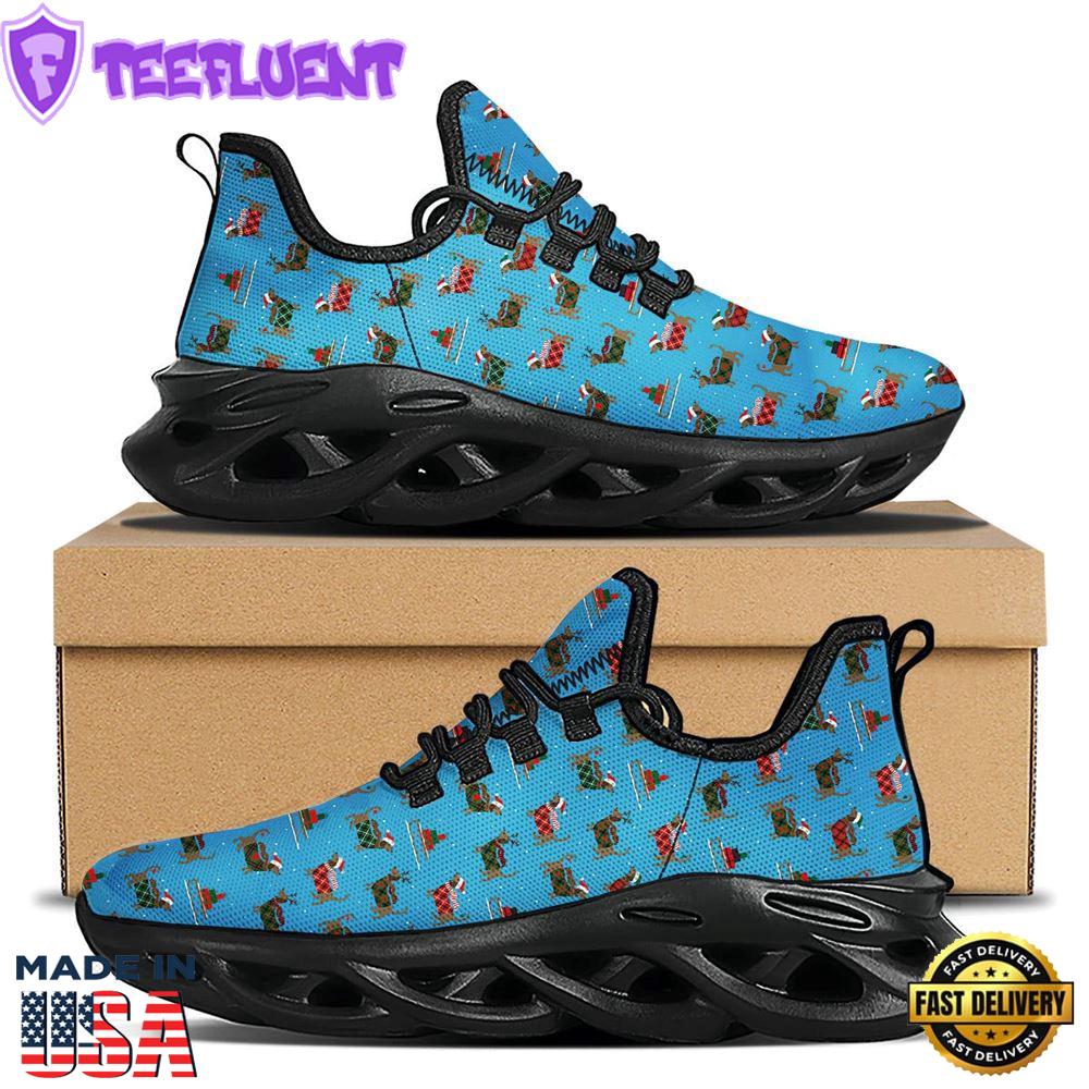 Dachshund Christmas Santa Print Black Max Soul Shoes