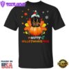 Dachshund Happy Hallothanksmas With Pumpkin T-Shirt Thanksgiving Gifts For Dachshund Lovers