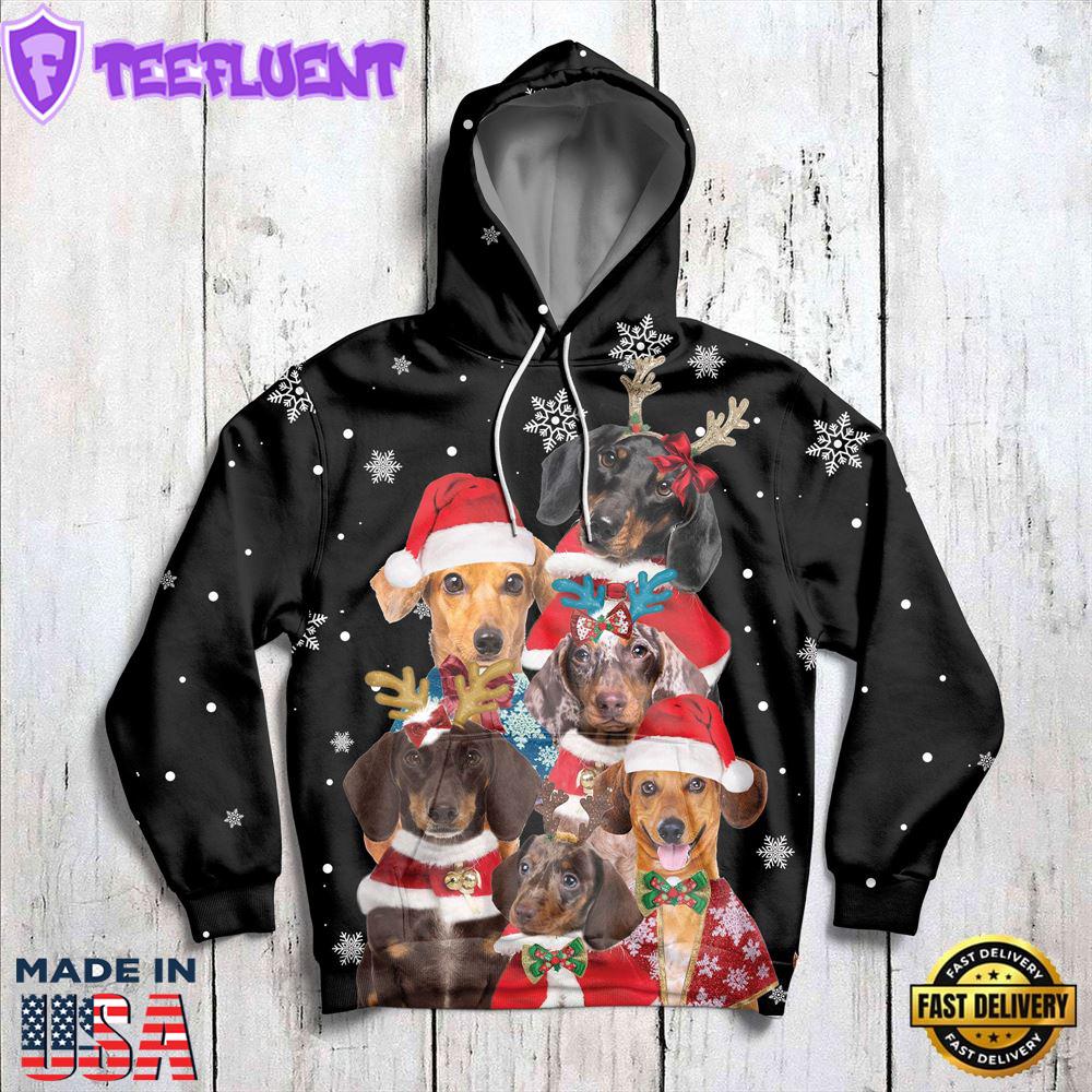 Dachshund Hello Christmas Hoodie All Over Print