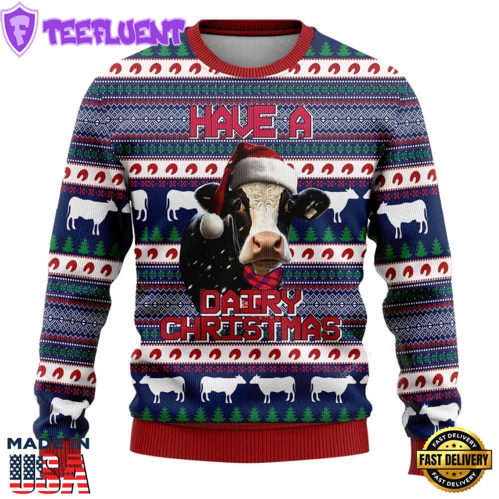 Dairy Cow Merry Christmass Ugly Christmas Sweater