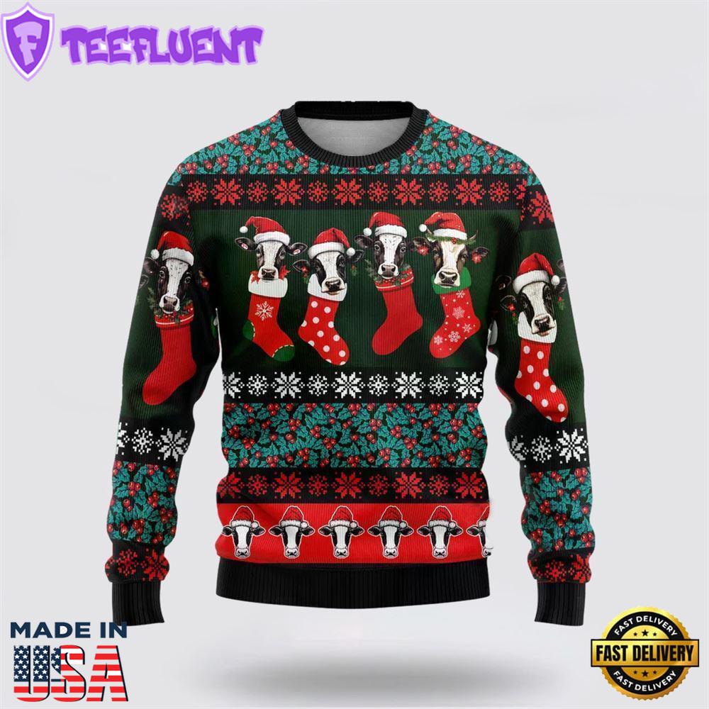 Dairy Cow Stocking Ugly Christmas Sweater