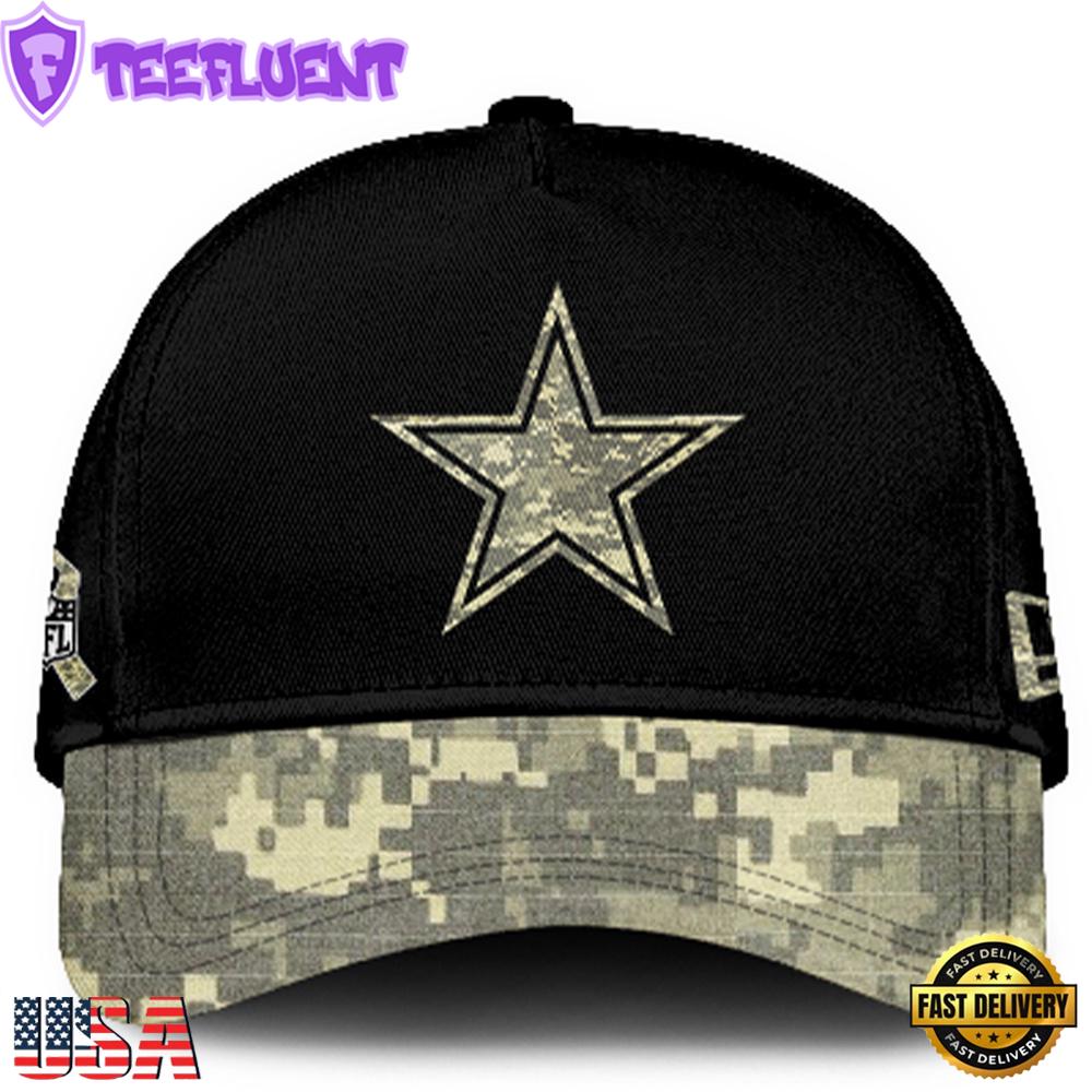 Dallas Cowboys 2024 Salute to Service Club Black Camo Cap Gift For Veteran