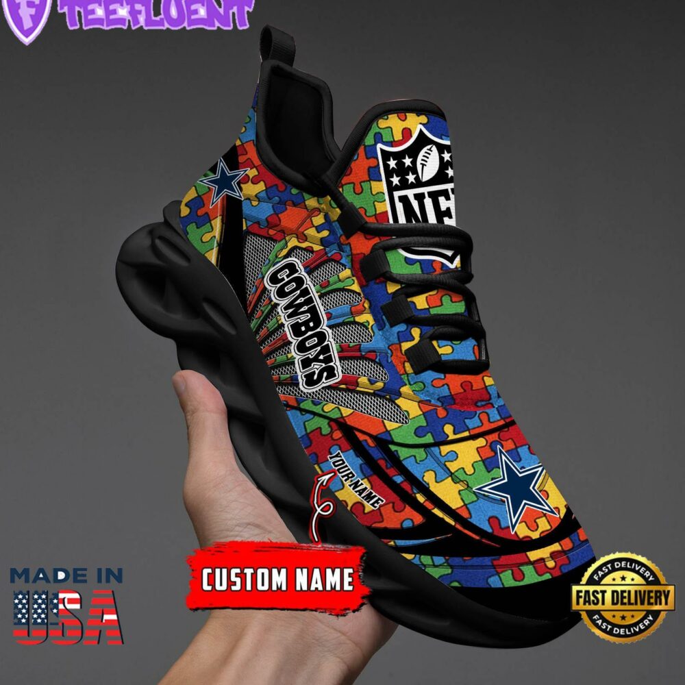 Dallas Cowboys NFL Autism Clunky Max Soul Shoes Personalized