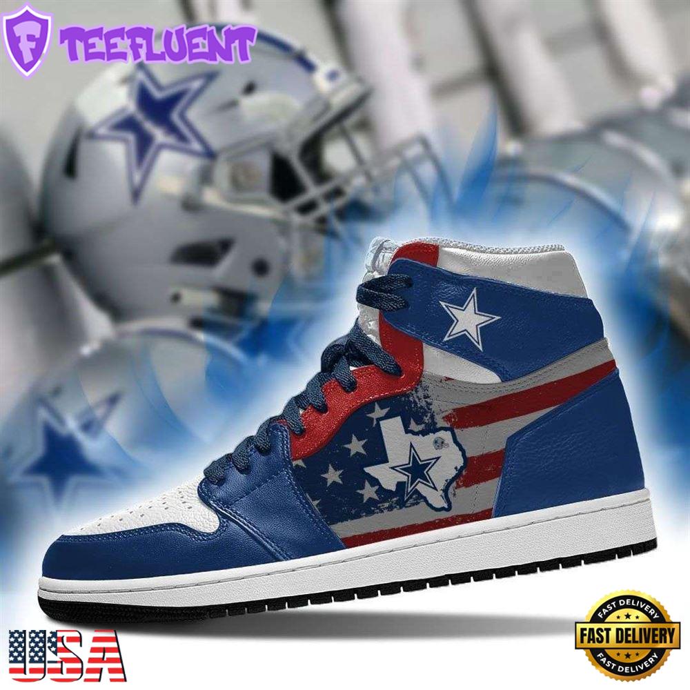 Dallas Cowboys NFL Texas Flag JD1 Boot Sneakers Shoes