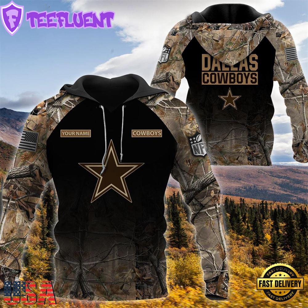 Dallas Cowboys Personalized Your Name Hunting Camo Hoodie