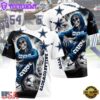 Dallas Cowboys Skull All Over Print T-Shirt For Fans