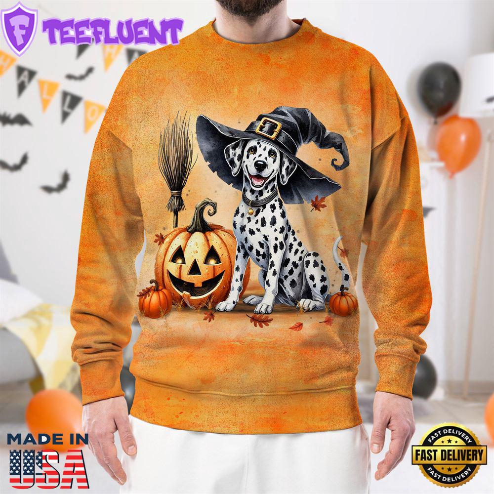 Dalmatian Dog In Spooky Autumn Halloween 3D Shirt