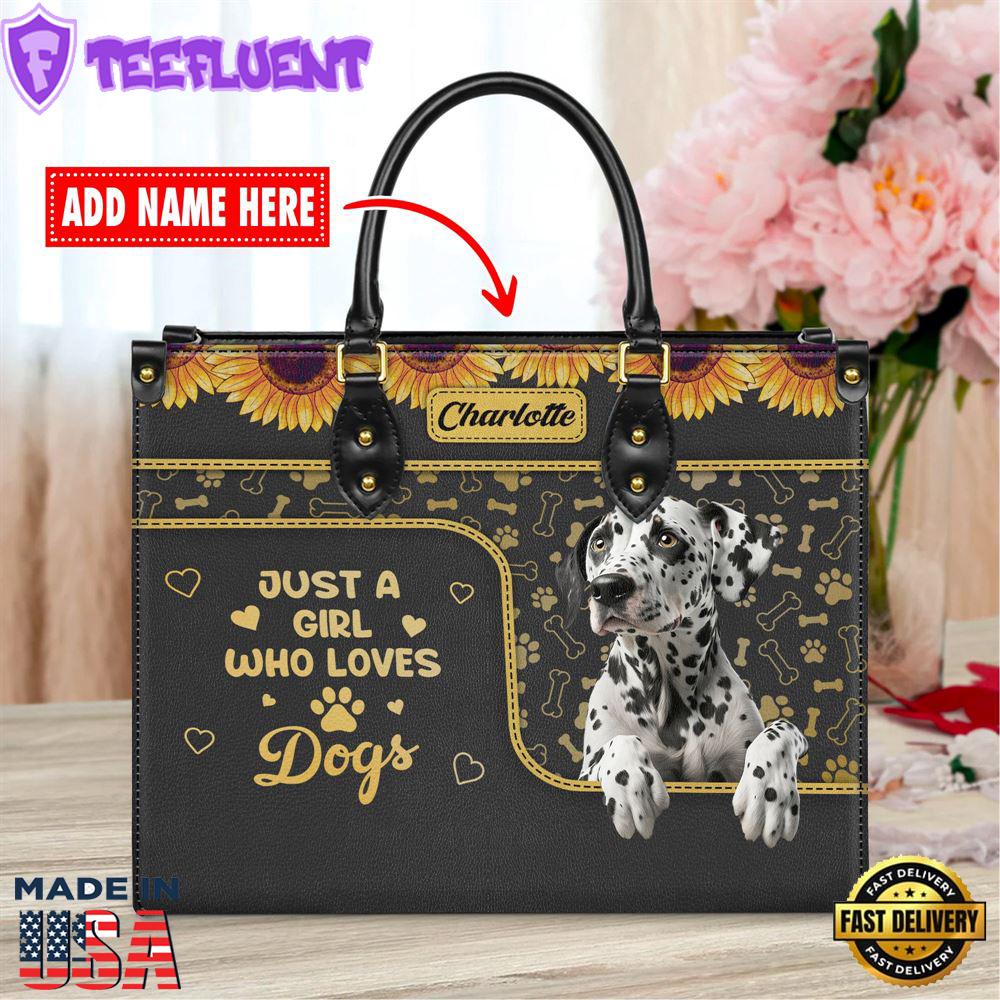 Dalmatian Dog Just A Girl Who Loves Dogs Leather Handbag