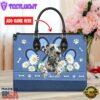 Dalmatian Dog Lover Leather Bag With Daisy Flowers