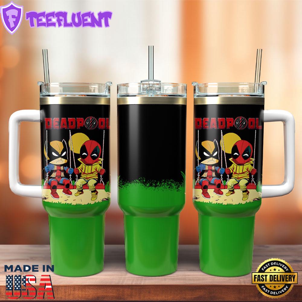 Deadpool Superhero Marvel Custom Stanley Quencher 40oz Stainless Steel Tumbler With Handle
