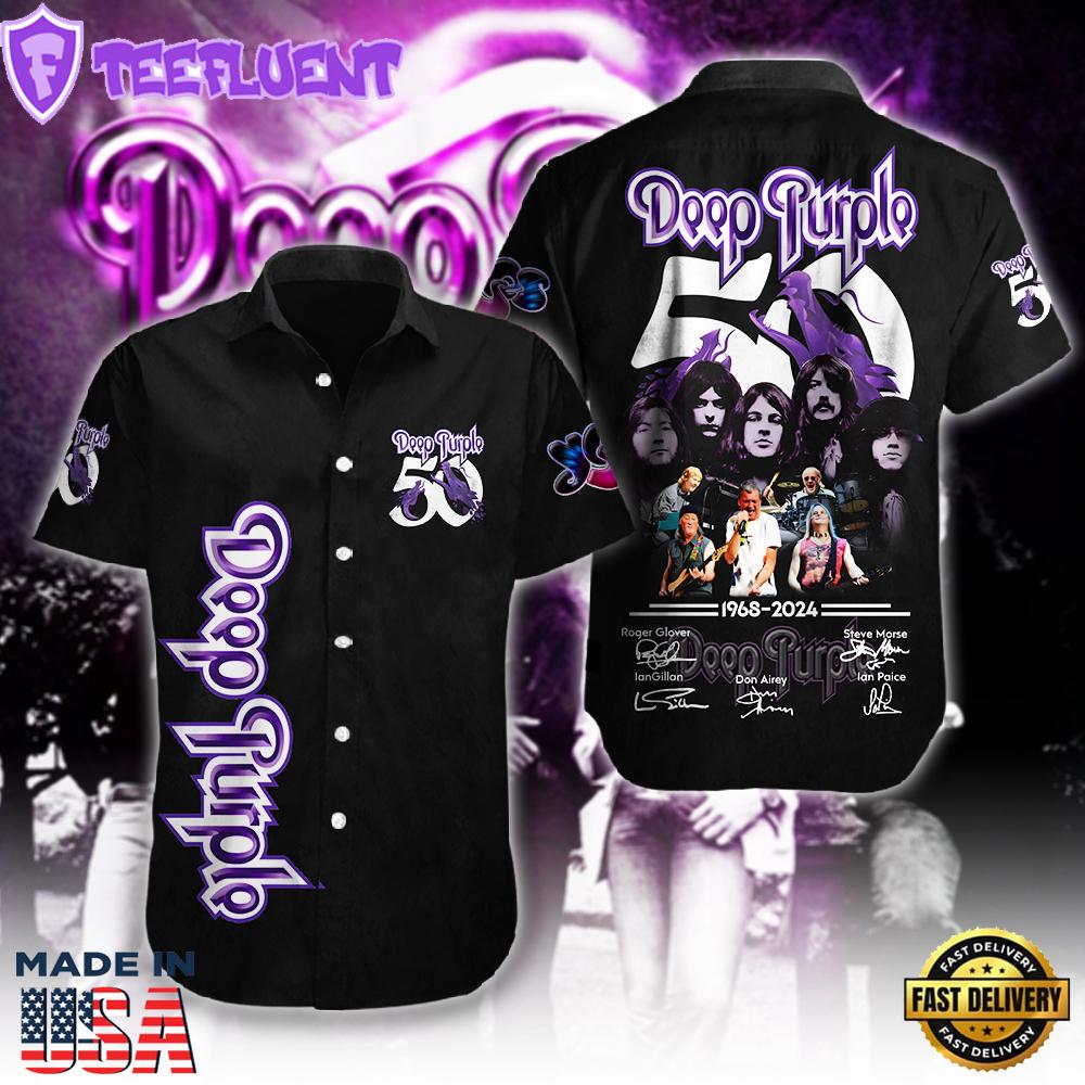 Deep Purple Short Sleeve Dress Shirt For Fans