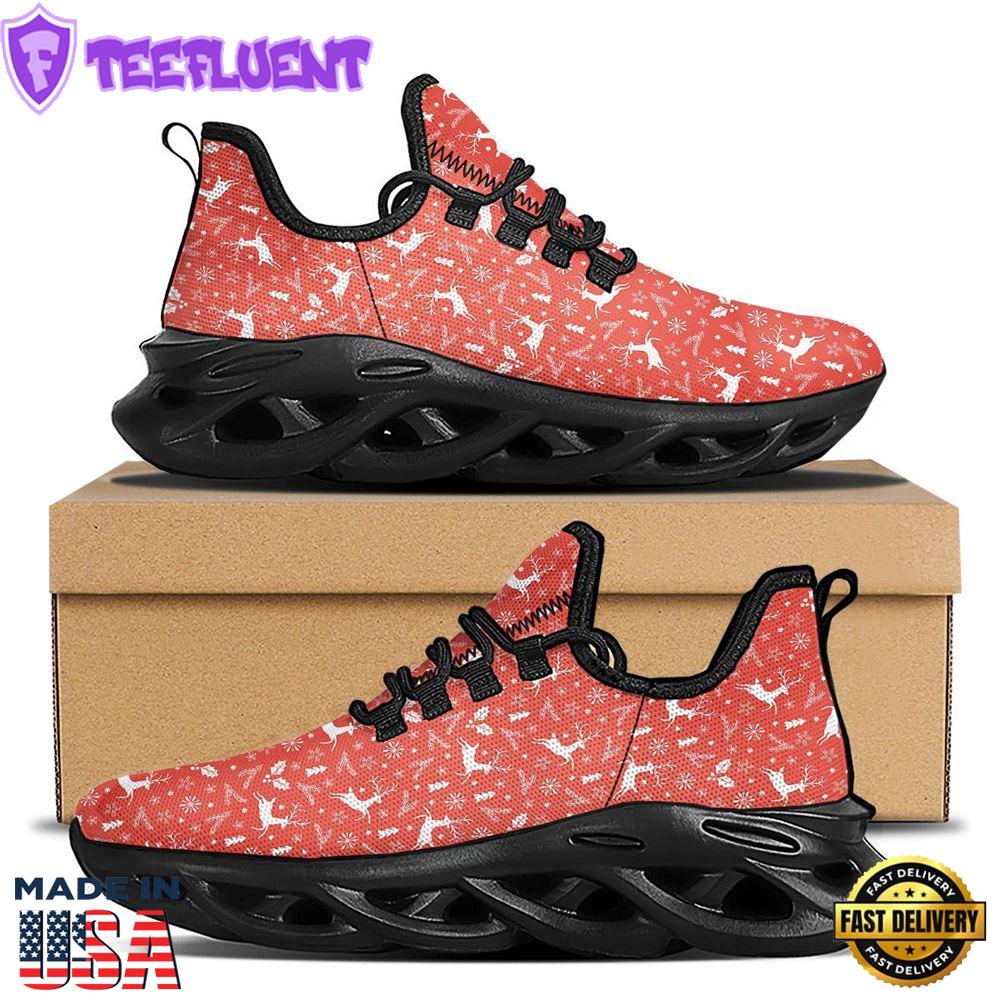 Deer Christmas Print Pattern Black Max Soul Shoes