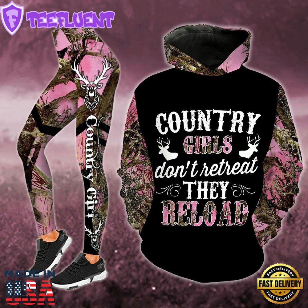 Deer Country Girls All Over Print Leggings Hoodie Set Outfit For Women Gift Xmas