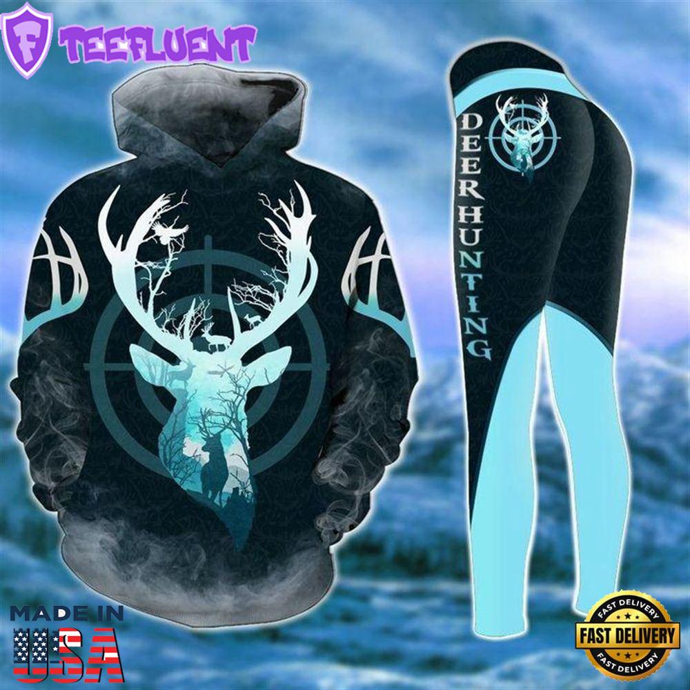 Deer Hunting Country Girl All Over Print Leggings Hoodie Set Outfit For Women Gift Xmas