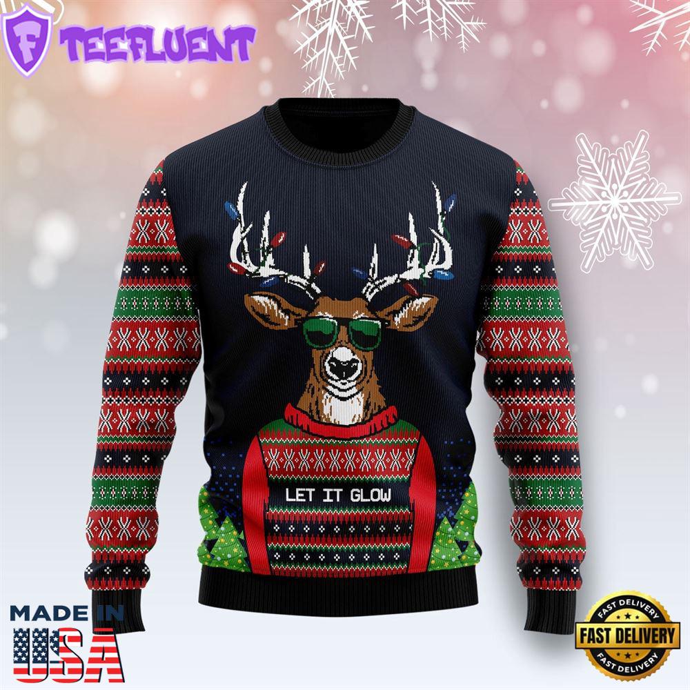 Deer Let It Glow Ugly Christmas Sweater