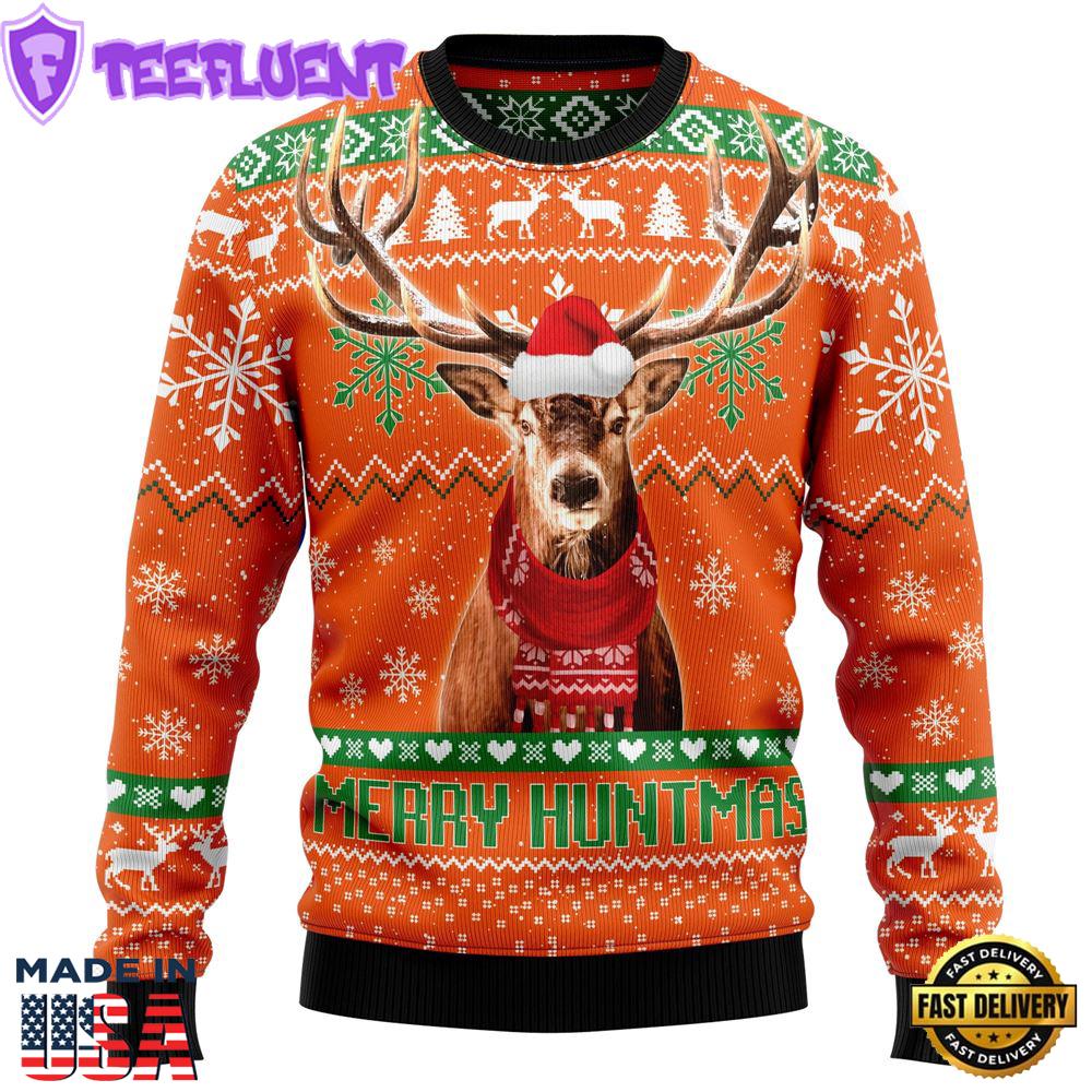 Deer Merry Huntmas Ugly Christmas Sweater