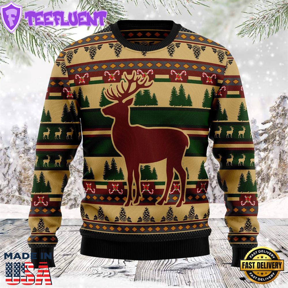 Deer Pattern Ugly Christmas Sweater