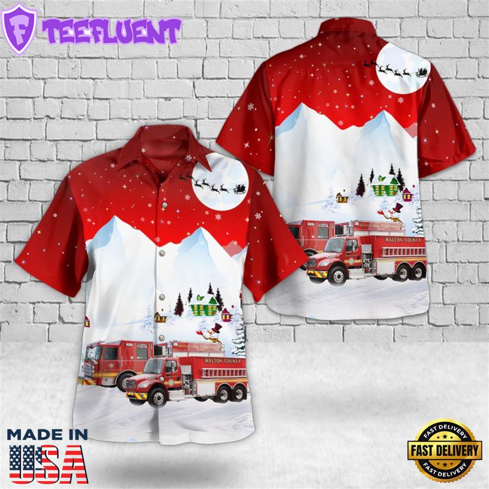 Defuniak Springs, Florida, Walton County Fire Rescue Christmas Hawaiian Shirt