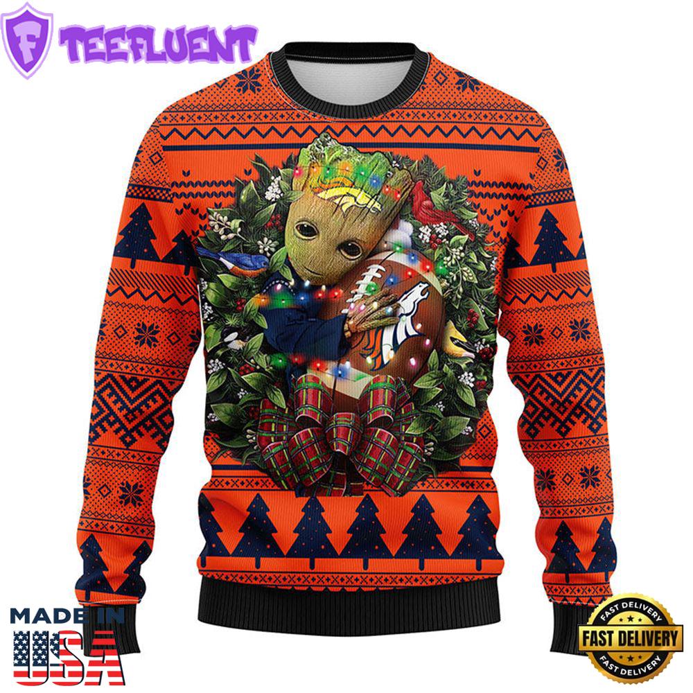 Denver Brocos Groot Hug Christmas Ugly Sweater Sport For Fan