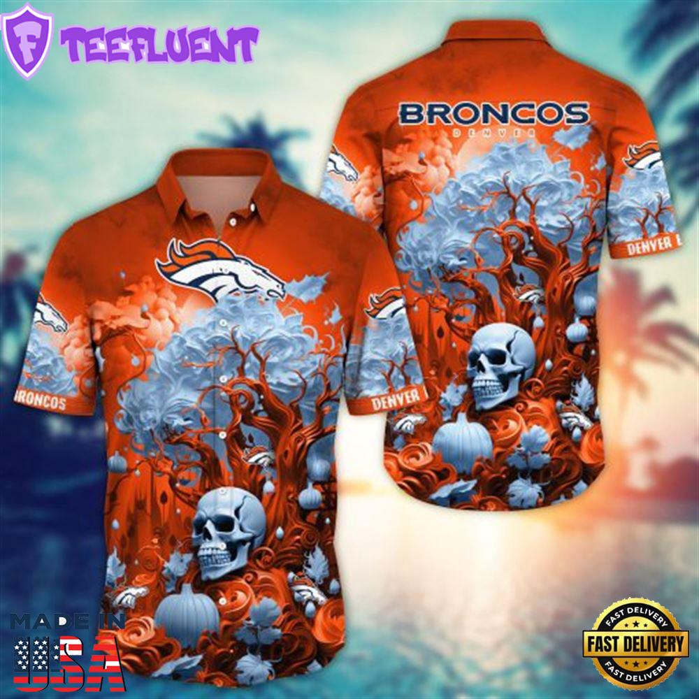Denver Broncos Halloween Skull Pumpkin – NFL Hawaiian Shirt