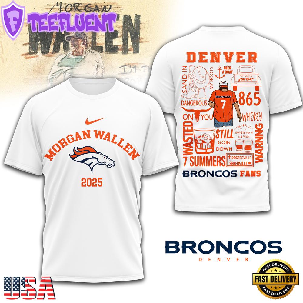 Denver Broncos NFL Morgan Wallen 3D T-Shirt