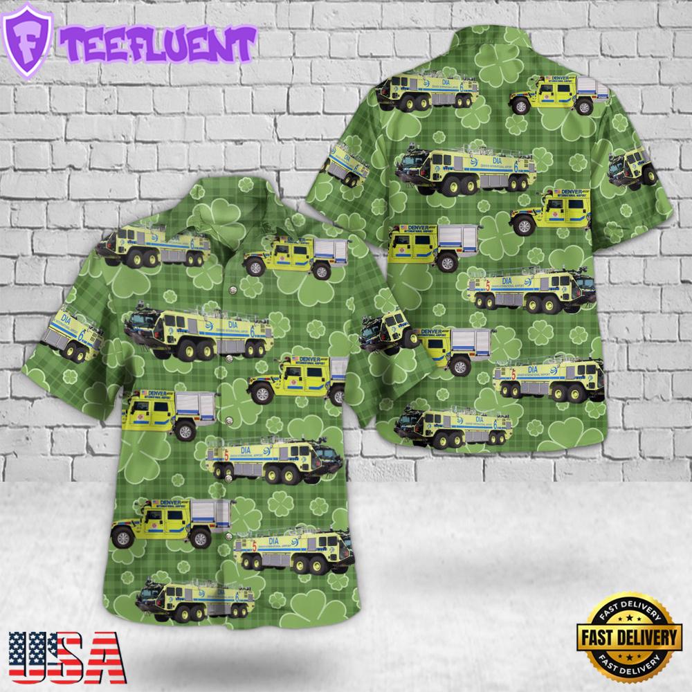 Denver International Airport (DIA) ARFF Station 3 - DFD Station 33, St Patrick's Day Hawaiian Shirt