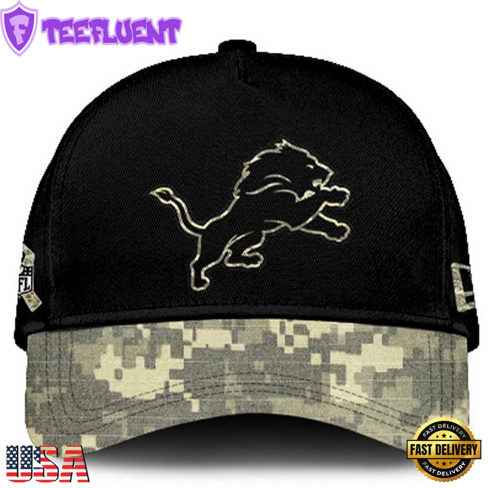 Detroit Lions 2024 Salute to Service Club Black Camo Cap Gift For Veteran