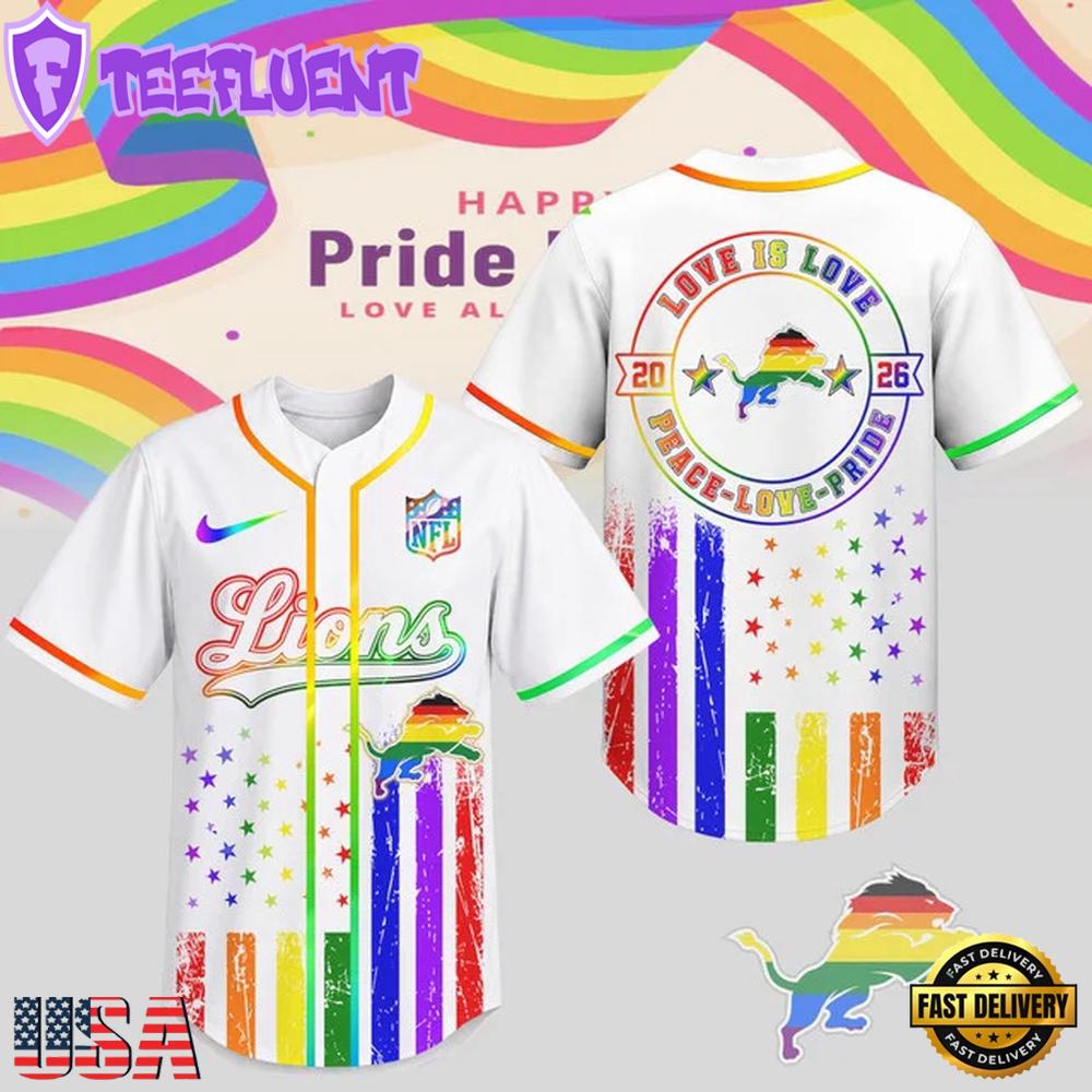 Detroit Lions 2026 NFL Pride Love Limited Edition Baseball Jersey