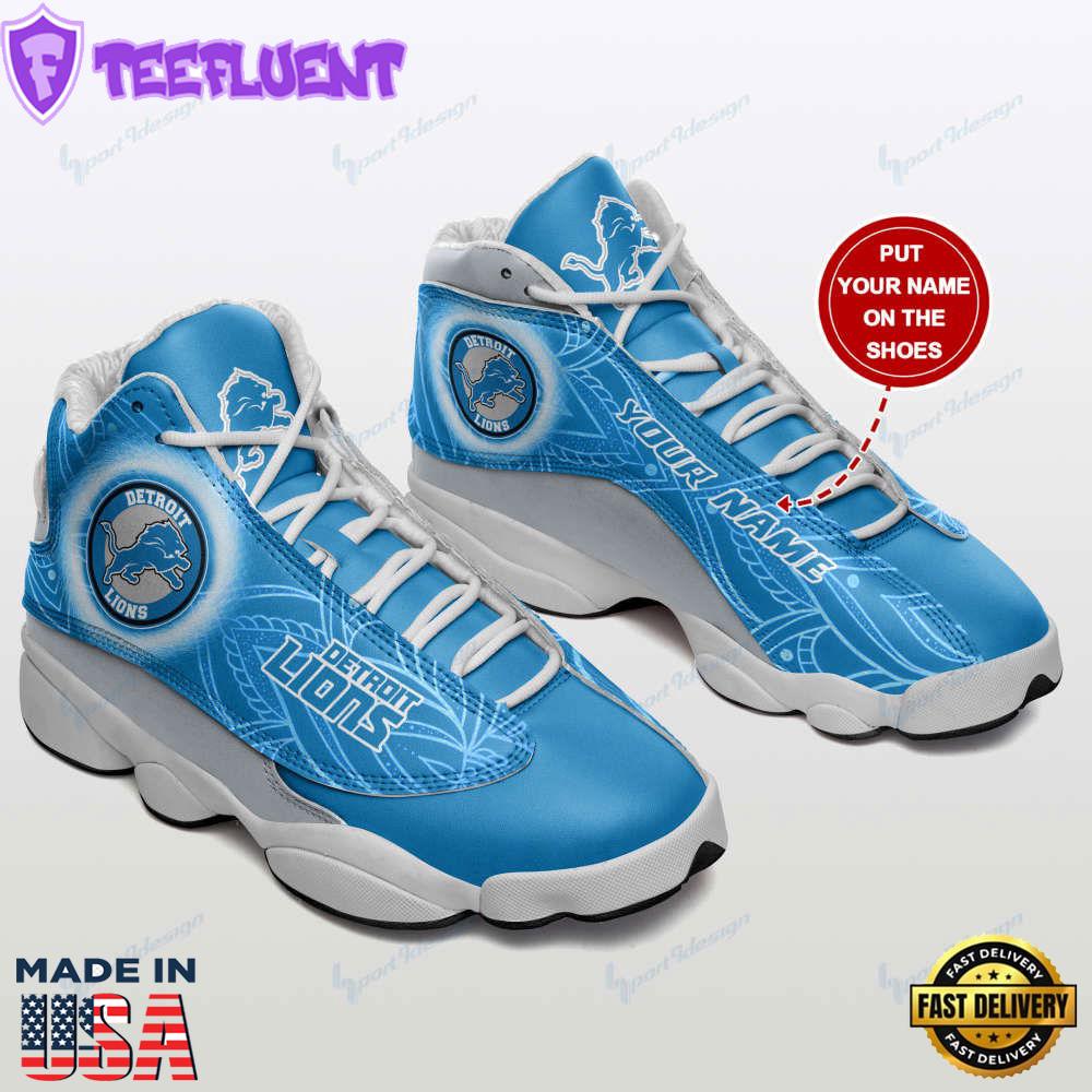 Detroit Lions Custom Name Air Jordan 13 Sneakers
