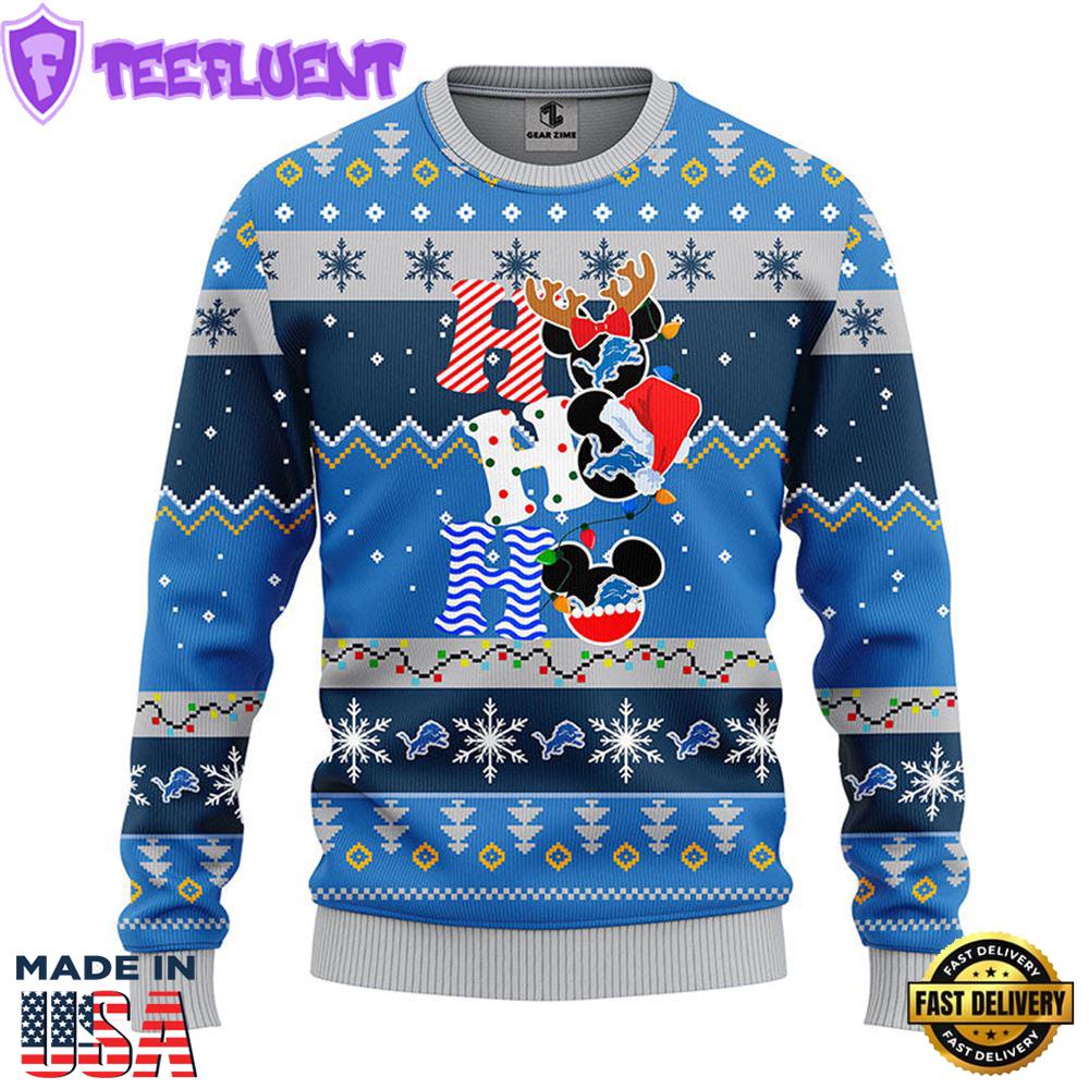 Detroit Lions HoHoHo Mickey Christmas Ugly Sweater