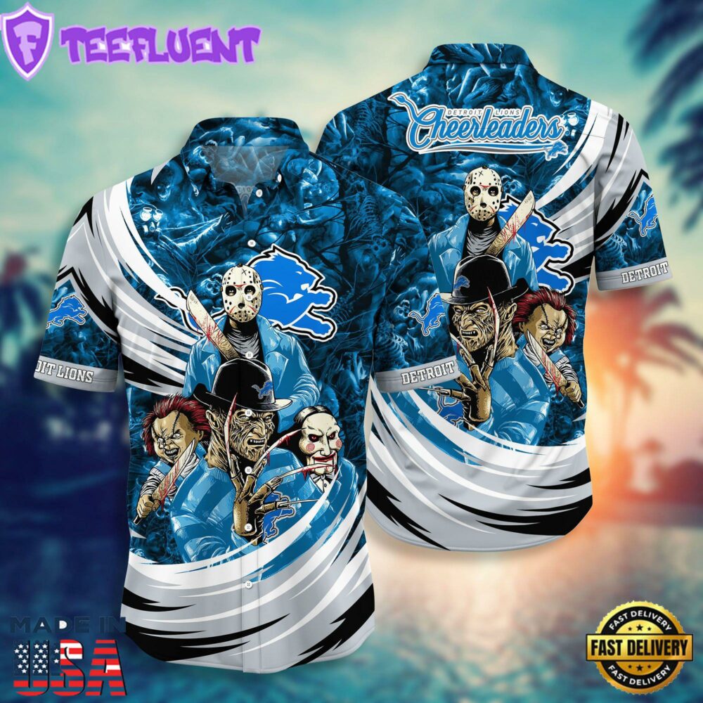 Detroit Lions NFL Halloween Horror Movies Hawaiian Shirts