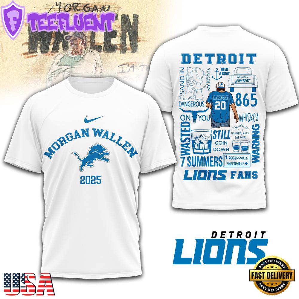 Detroit Lions NFL Morgan Wallen 3D T-Shirt