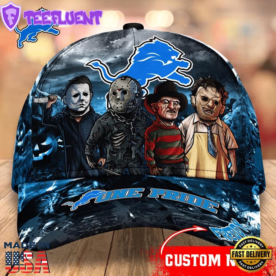 Detroit Lions NFL Personalized Trending Cap Mixed Horror Movie Characters
