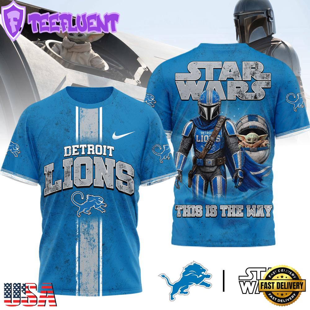 Detroit Lions NFL This Is The Way Star Wars 3D T-Shirt For Fans