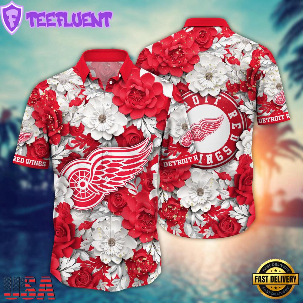 Detroit Red White Wings NHL Hawaiian Shirt