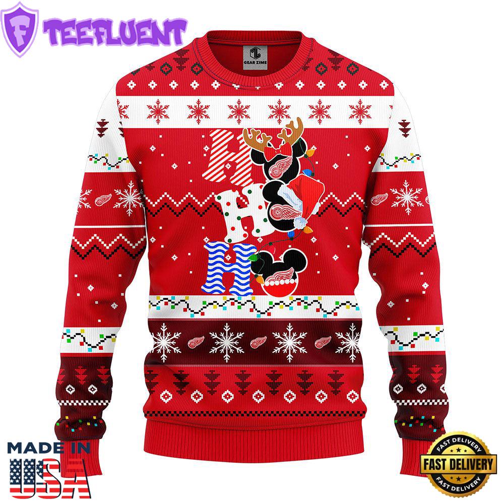 Detroit Red Wings Hohoho Mickey Christmas Ugly Sweater
